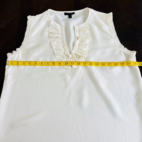 J. Crew Silk Ruffled Top Size 14 Ivory White Sleeveless Classic Preppy Feminine - Picture 6 of 7